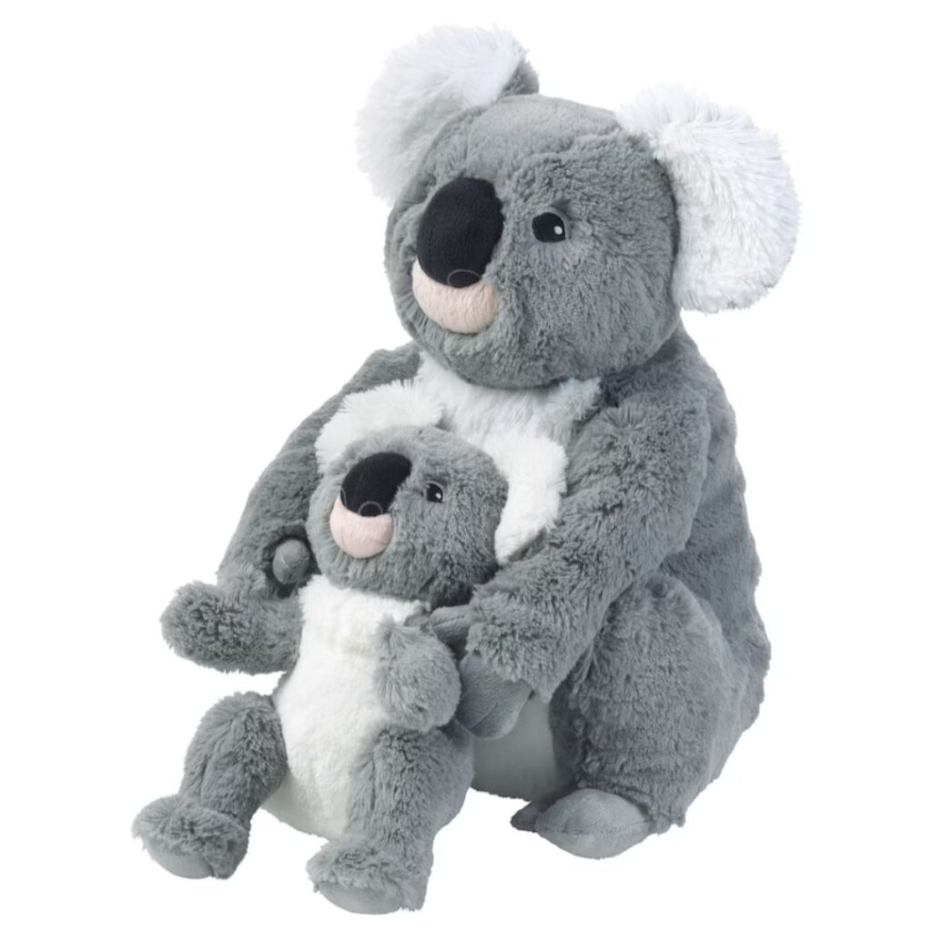 Verzwaringsknuffel koala. 35 cm, 1,5 kg. €31,- (incl babykoala)